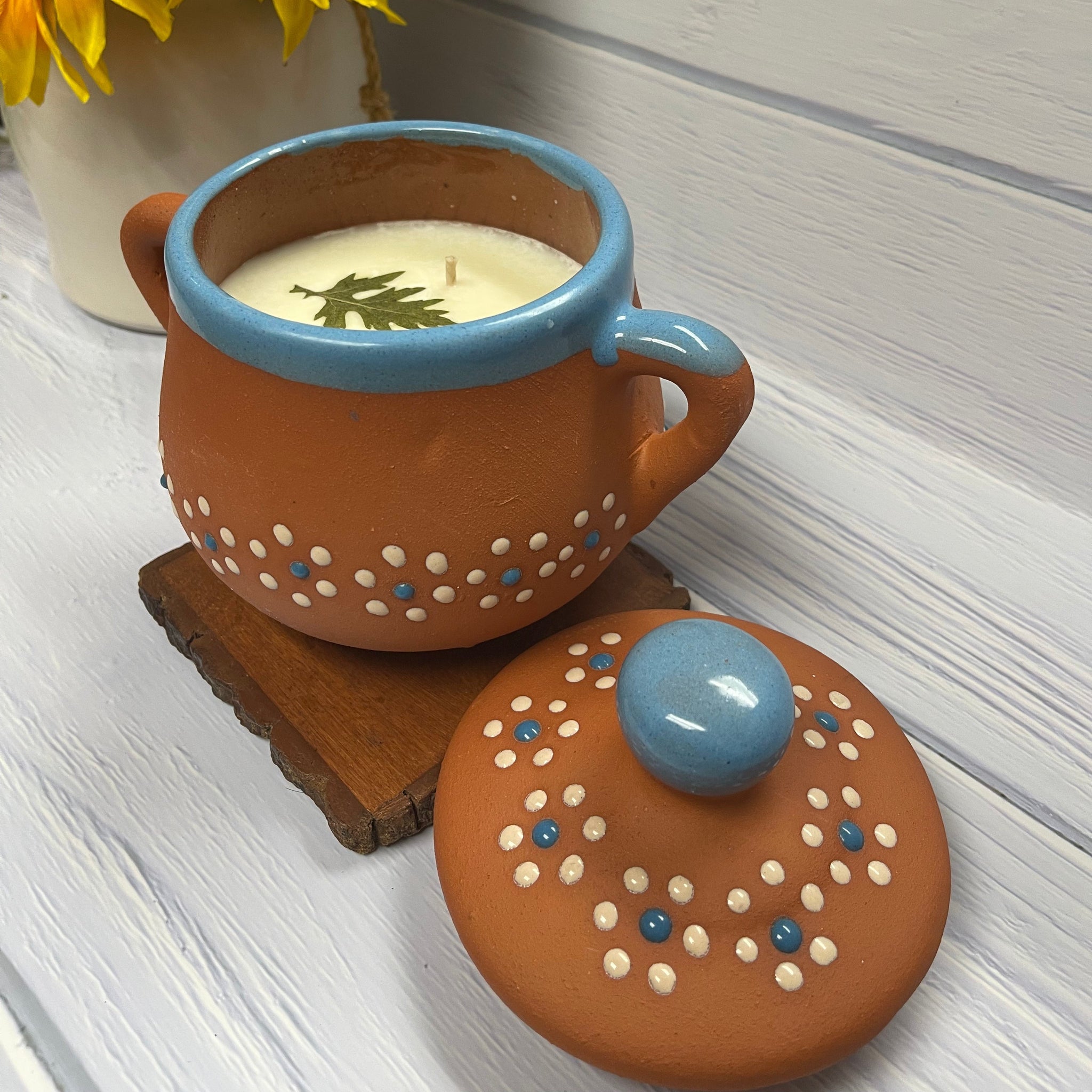 Plumeria – Handcrafted Soy Candle in Mexican Clay Azucarera (16 oz)