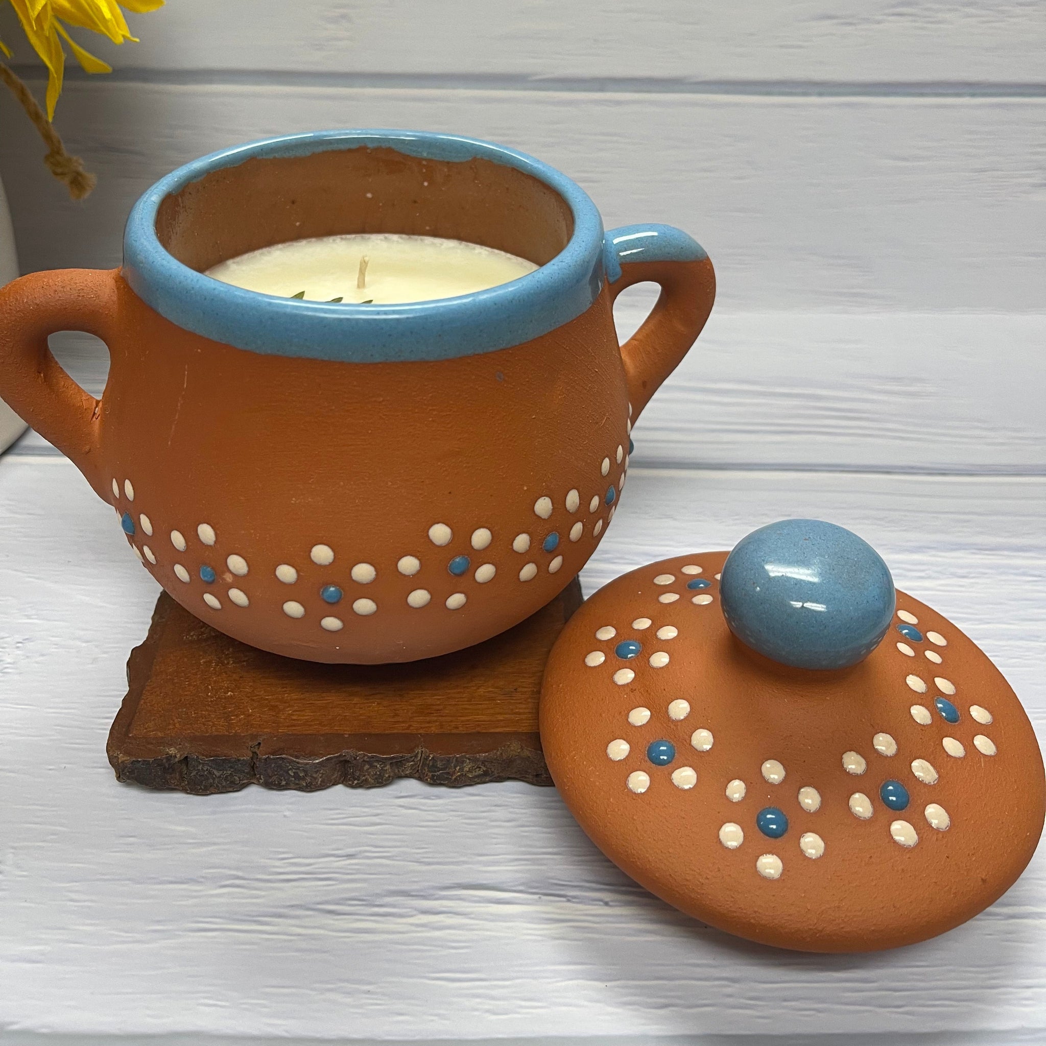 Plumeria – Handcrafted Soy Candle in Mexican Clay Azucarera (16 oz)