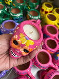 Hot Orange Danish – Handcrafted Soy Candle in Mexican Clay Calaverita Tacita (2 oz)