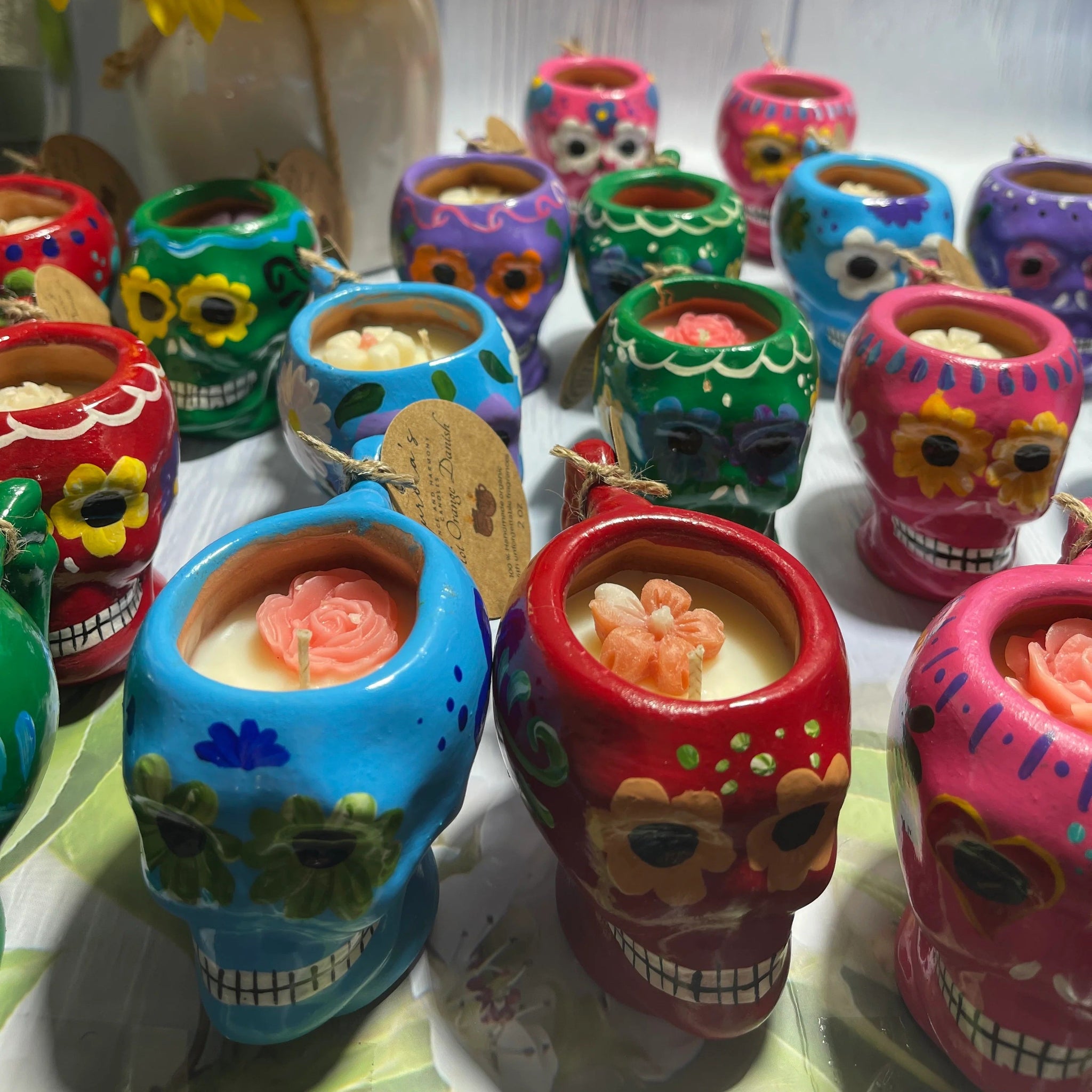 Hot Orange Danish – Mexican Clay Calaverita Candle