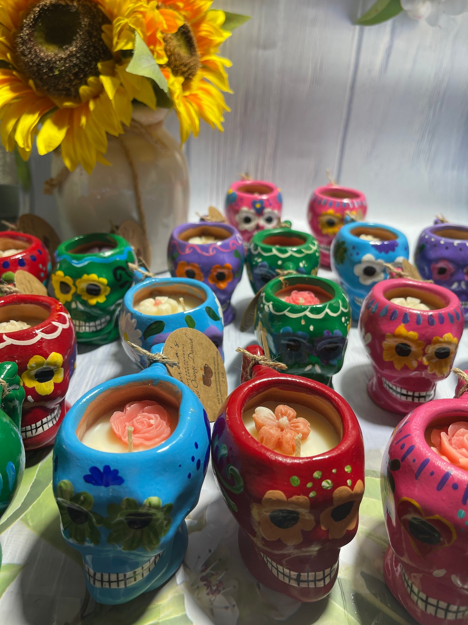 Hot Orange Danish – Handcrafted Soy Candle in Mexican Clay Calaverita Tacita (2 oz)