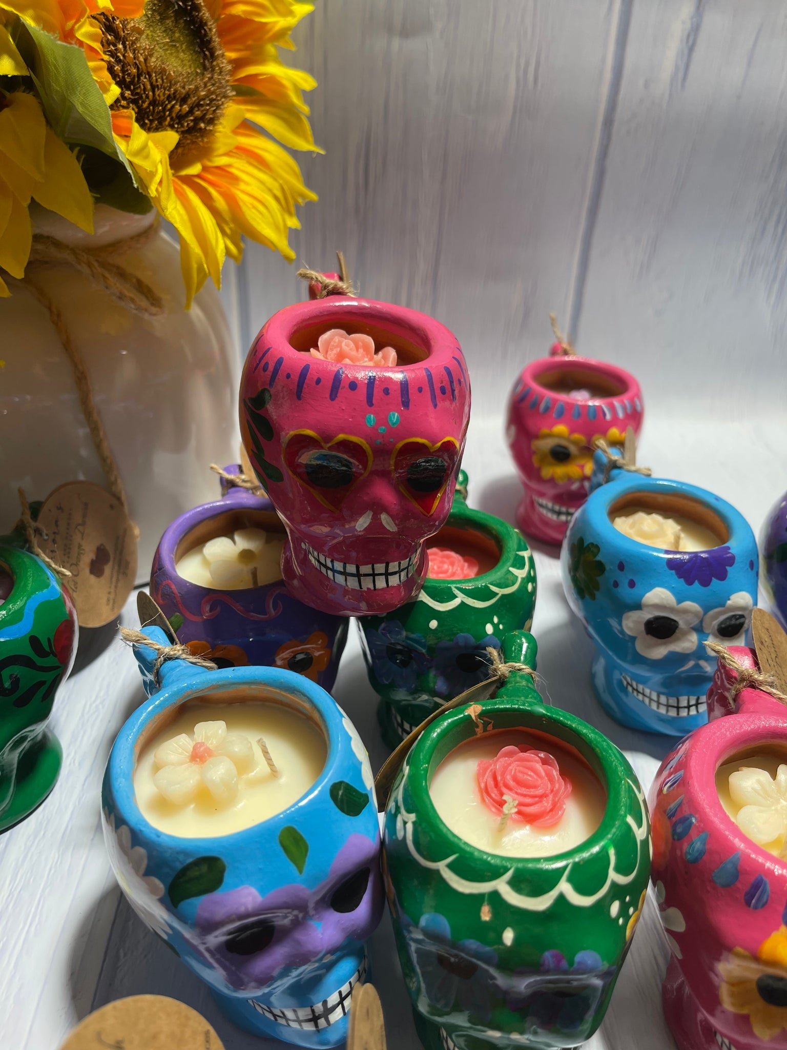 Hot Orange Danish – Handcrafted Soy Candle in Mexican Clay Calaverita Tacita (2 oz)